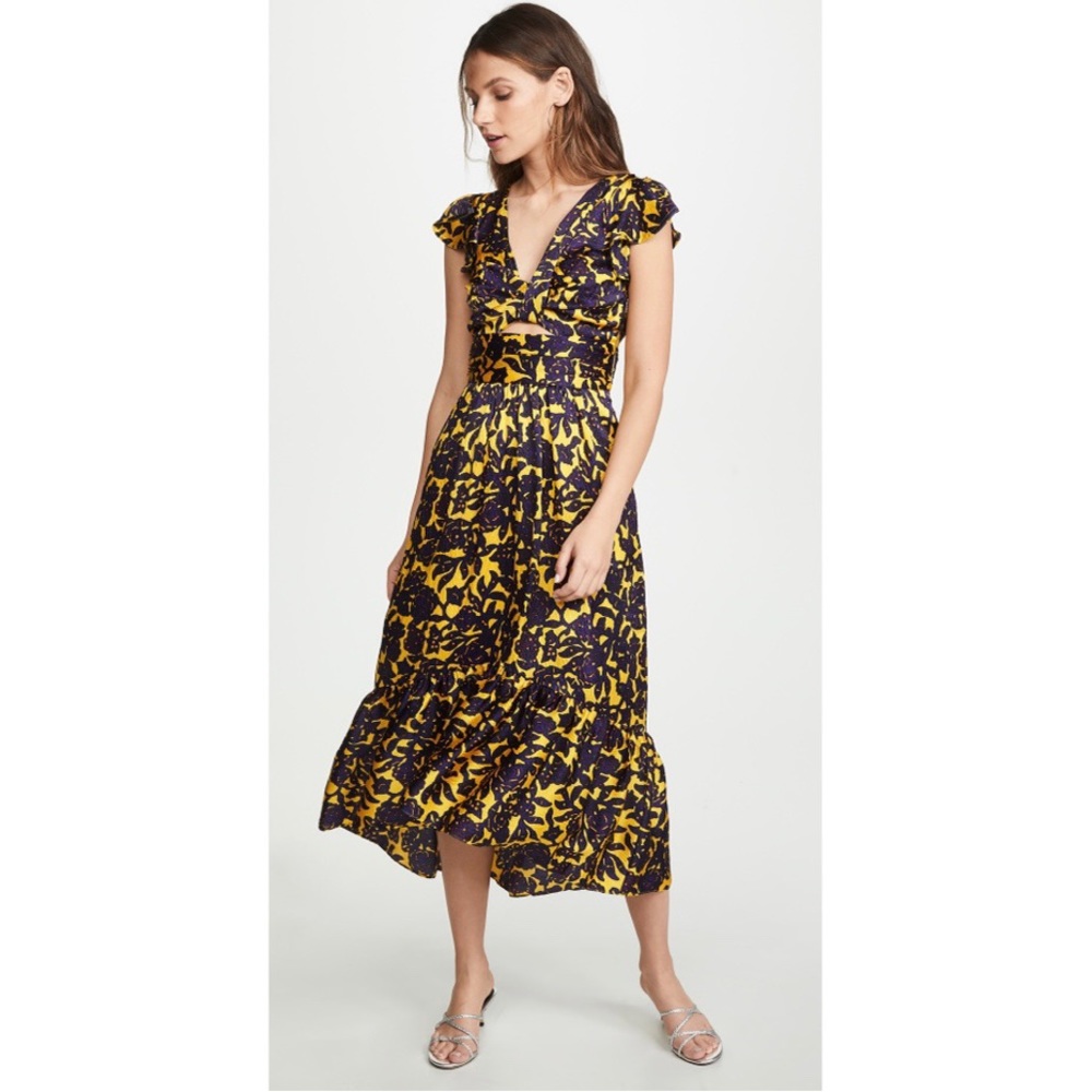 A.L.C. Valencia Dress Yellow Midi Silk
